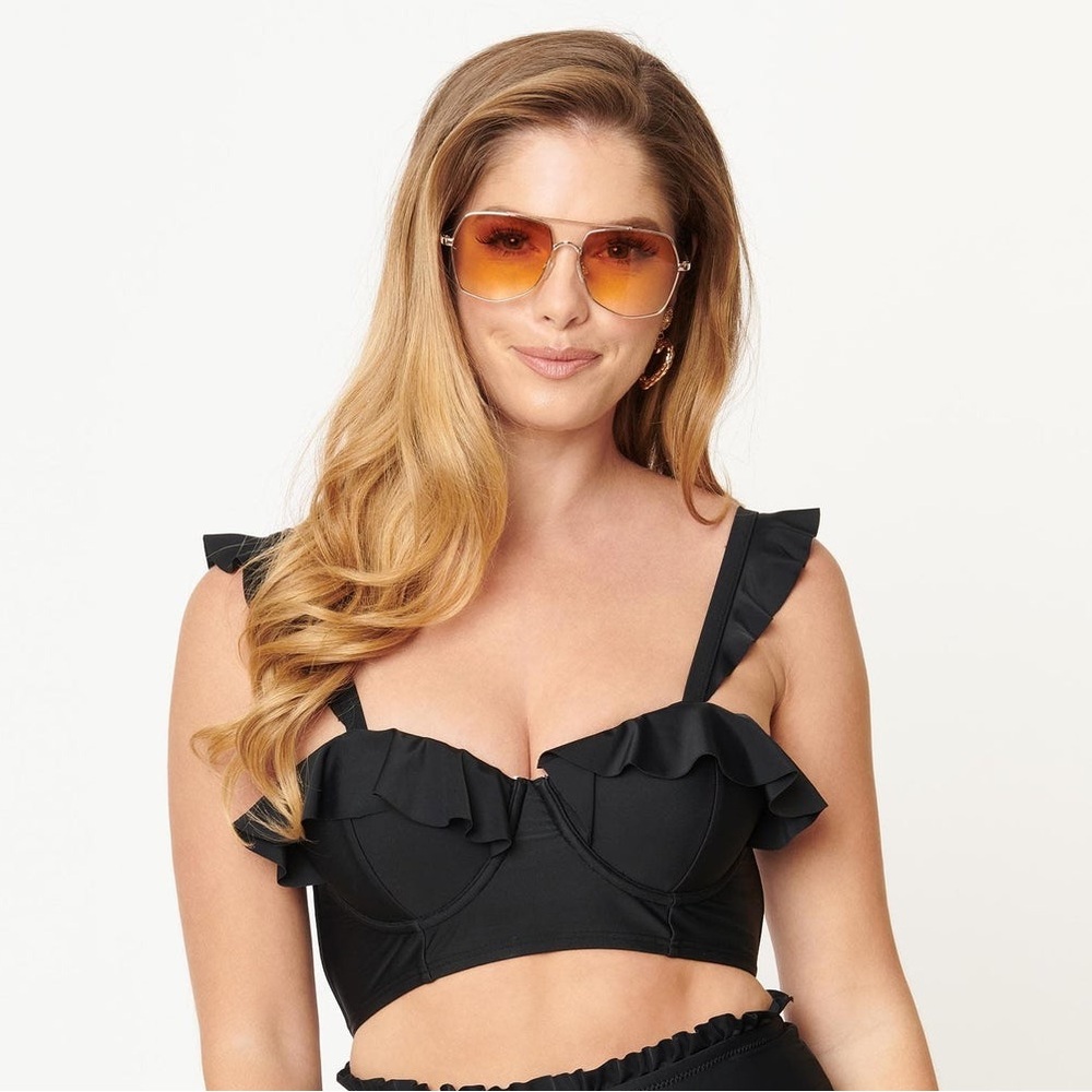 Unique Vintage Black Southampton Swim Top